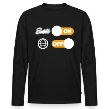 Tronçonneuse bûcheron sort blague - T-shirt manches longues Premium bio Homme - noir - Devant - Nico (187cm)