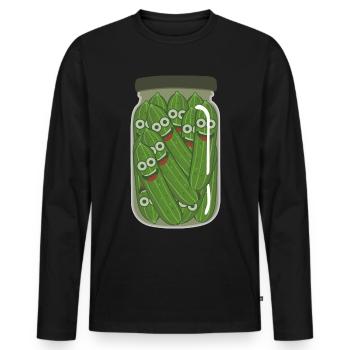 Gurke Gurkenglas lustige Gurken im Glas - Männer Premium Bio Langarmshirt - Schwarz - Vorne - Nico (187cm)