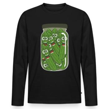 Gurke lustige Gurken im Gurkenglas Glas - Männer Premium Bio Langarmshirt - Schwarz - Vorne - Nico (187cm)