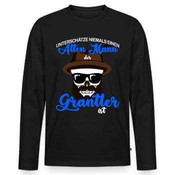 Grantler Spruch bayrisch - Alter Mann - Männer Premium Bio Langarmshirt - Schwarz - Vorne - Nico (187cm)