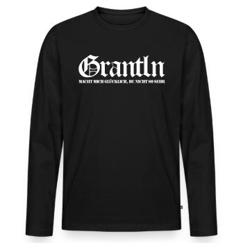 Grantler Spruch bayrisch Grantln lustig - Männer Premium Bio Langarmshirt - Schwarz - Vorne - Nico (187cm)