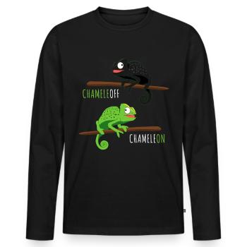 Chameleoff Chameleon Saying - Men's Premium Organic Long Sleeve Shirt - black - Front - Nico (187cm)