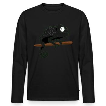 Chameleon gertarnt lustige Chameleons - Männer Premium Bio Langarmshirt - Schwarz - Vorne - Nico (187cm)