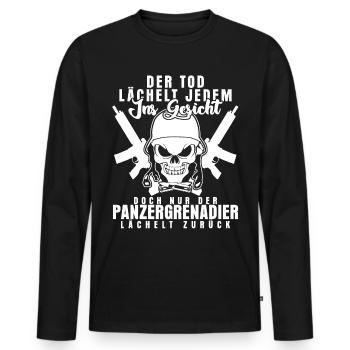 Panzergrenadier lustiger Spruch Schädel - Männer Premium Bio Langarmshirt - Schwarz - Vorne - Nico (187cm)