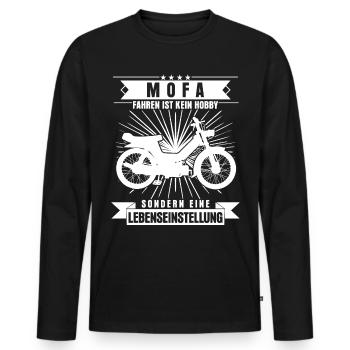 Mofa Spruch - Mofafahrer Moped Witze - Männer Premium Bio Langarmshirt - Schwarz - Vorne - Nico (187cm)