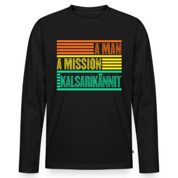 Kalsarikännit Retro - Männer Premium Bio Langarmshirt - Schwarz - Vorne - Nico (187cm)