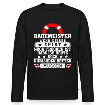 Bademeister Rettungsschwimmer - Männer Premium Bio Langarmshirt - Schwarz - Vorne - Nico (187cm)