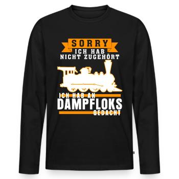 Dampflok Spruch Eisenbahn Dampfloks - Männer Premium Bio Langarmshirt - Schwarz - Vorne - Nico (187cm)