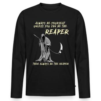 Sensenmann lustiger Spruch - Männer Premium Bio Langarmshirt - Schwarz - Vorne - Nico (187cm)
