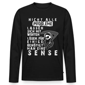 Sensenmann Problemlöser Spruch - Männer Premium Bio Langarmshirt - Schwarz - Vorne - Nico (187cm)