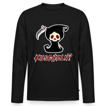 Sensenmann Spruch lustig - Männer Premium Bio Langarmshirt - Schwarz - Vorne - Nico (187cm)