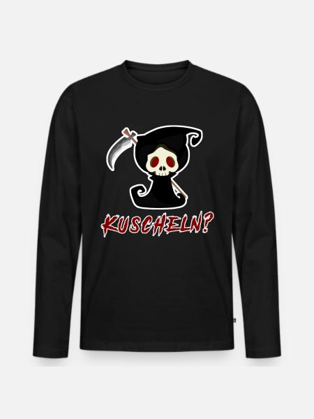 Sensenmann Spruch lustig - Männer Premium Bio Langarmshirt - Schwarz