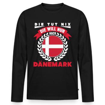 Danemark Vacances - Denmark Rengain - T-shirt manches longues Premium bio Homme - noir - Devant - Nico (187cm)