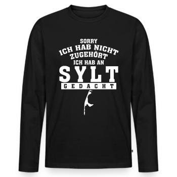 Sylt Urlaub lustiger Spruch - Männer Premium Bio Langarmshirt - Schwarz - Vorne - Nico (187cm)