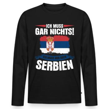 Serbien Urlaub Spruch - serbische Flagge - Männer Premium Bio Langarmshirt - Schwarz - Vorne - Nico (187cm)