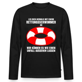 Rettungsschwimmer Witz Rettungsring - Männer Premium Bio Langarmshirt - Schwarz - Vorne - Nico (187cm)