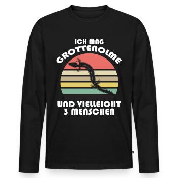 Grottenolm Grottenolme Spruch Retro - Männer Premium Bio Langarmshirt - Schwarz - Vorne - Nico (187cm)