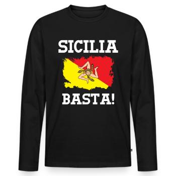 Sicile Rengaine - Sicilia - T-shirt manches longues Premium bio Homme - noir - Devant - Nico (187cm)