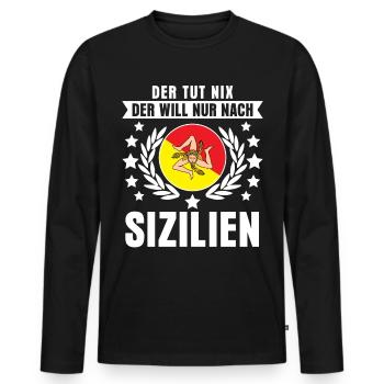 Sizilien Spruch - Sicilia - Männer Premium Bio Langarmshirt - Schwarz - Vorne - Nico (187cm)