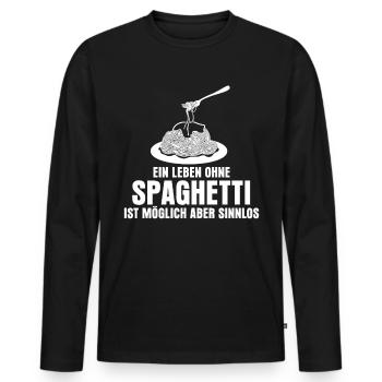 Spaghetti Spruch - Männer Premium Bio Langarmshirt - Schwarz - Vorne - Nico (187cm)