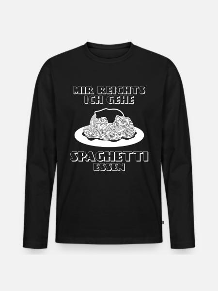 Spaghetti Spruch - Mir reichts - Männer Premium Bio Langarmshirt - Schwarz