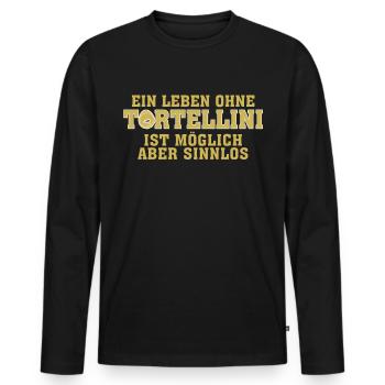 Tortellini Nudeln Pasta Spruch Witz - Männer Premium Bio Langarmshirt - Schwarz - Vorne - Nico (187cm)