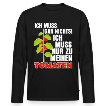 Tomaten Spruch Tomate - Männer Premium Bio Langarmshirt - Schwarz - Vorne - Nico (187cm)