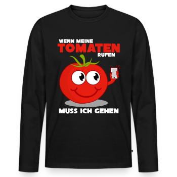 Tomaten Tomate Spruch Witz - Männer Premium Bio Langarmshirt - Schwarz - Vorne - Nico (187cm)