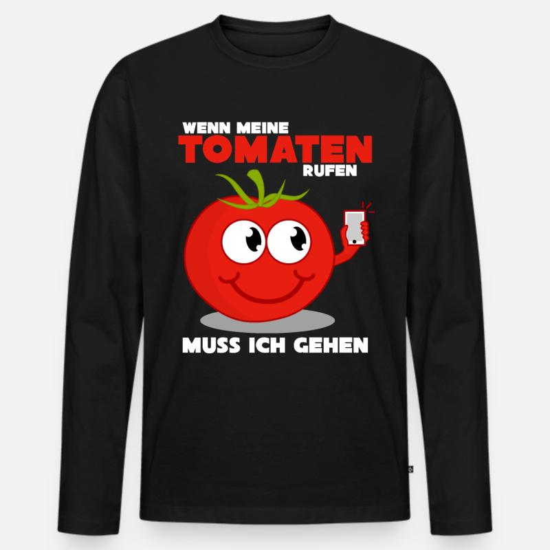 Tomaten Tomate Spruch Witz - Männer Premium Bio Langarmshirt - Schwarz