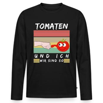 Tomaten und Ich Tomate Spruch - Männer Premium Bio Langarmshirt - Schwarz - Vorne - Nico (187cm)