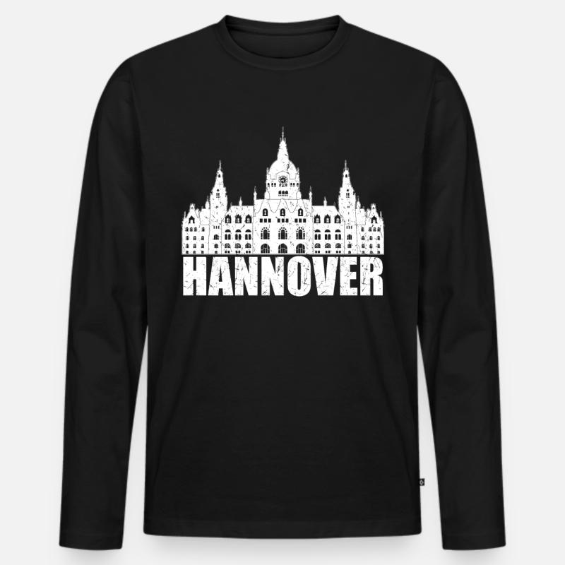 Hannover Rathaus - Männer Premium Bio Langarmshirt - Schwarz
