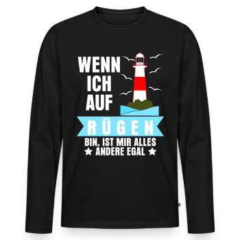 Rügen Spruch Insel Ostsee - Männer Premium Bio Langarmshirt - Schwarz - Vorne - Nico (187cm)