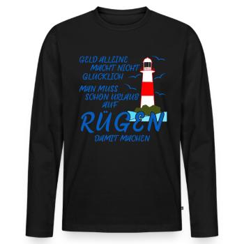 Rügen Spruch Insel Witz - Männer Premium Bio Langarmshirt - Schwarz - Vorne - Nico (187cm)