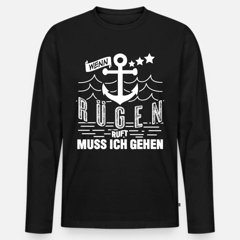 Rügen ruft - Männer Premium Bio Langarmshirt - Schwarz