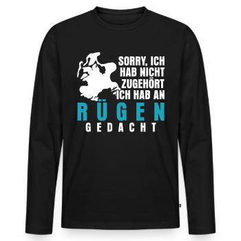 Rügen Urlaub Spruch - Männer Premium Bio Langarmshirt - Schwarz - Vorne - Nico (187cm)