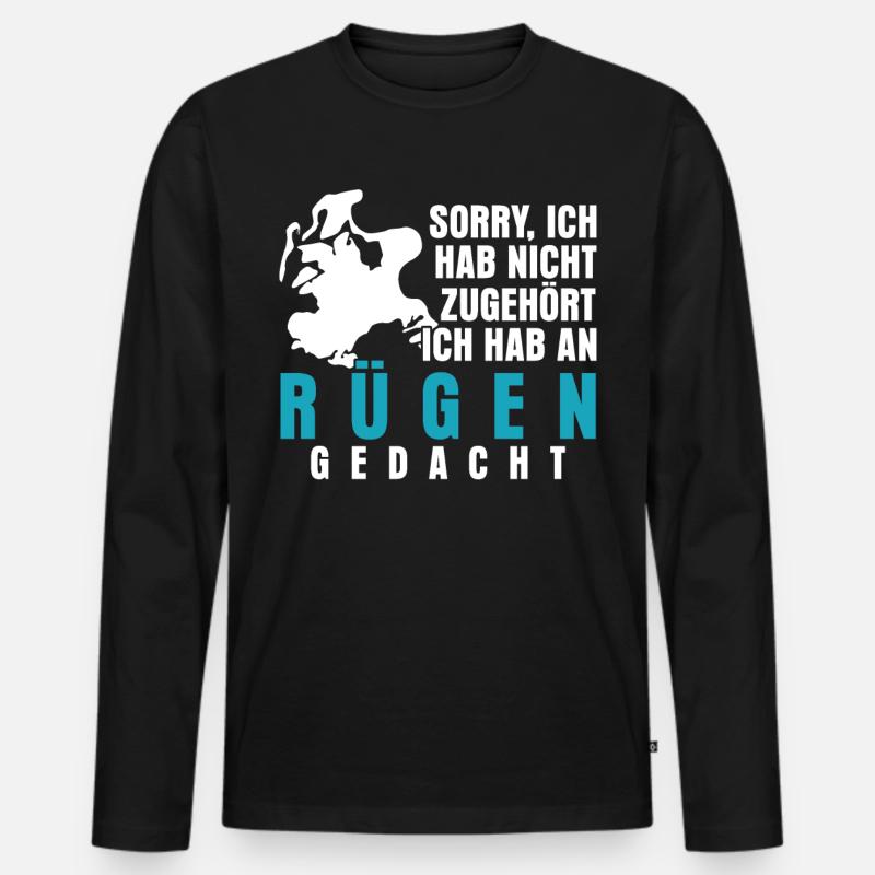 Rügen Urlaub Spruch - Männer Premium Bio Langarmshirt - Schwarz