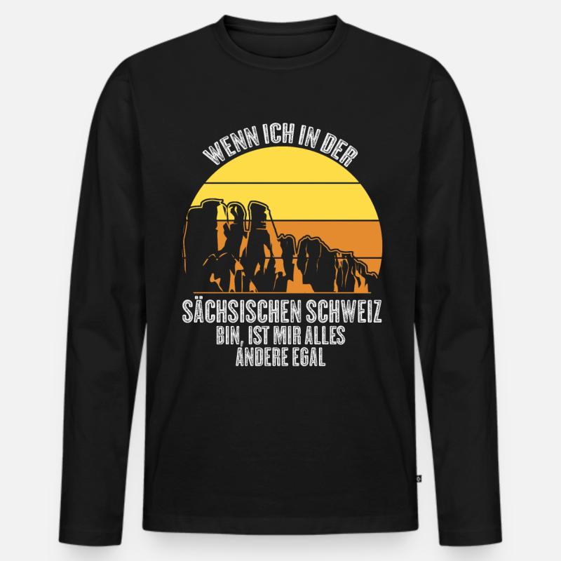 Sächsische Schweiz Retro Spruch - Männer Premium Bio Langarmshirt - Schwarz