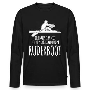 Ruderboot Rudern Ruderer Spruch - Männer Premium Bio Langarmshirt - Schwarz - Vorne - Nico (187cm)