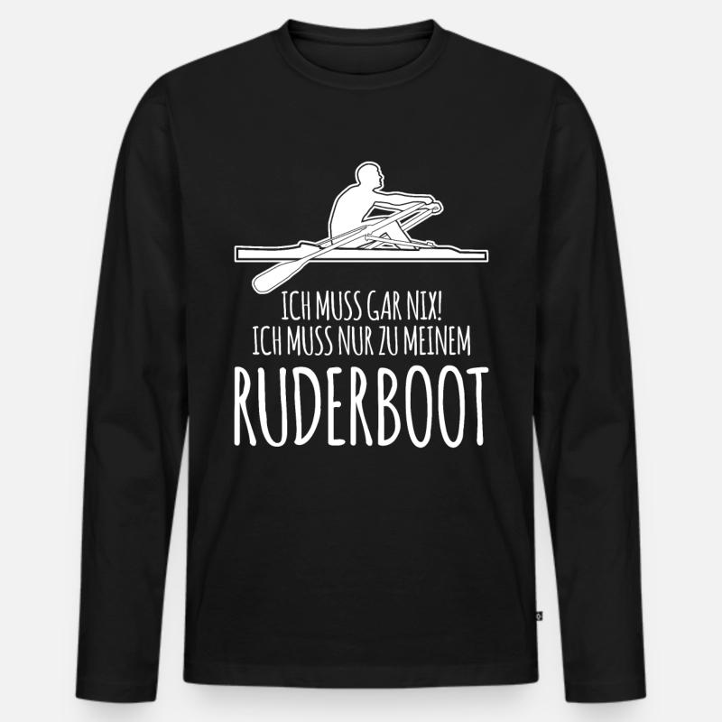 Ruderboot Rudern Ruderer Spruch - Männer Premium Bio Langarmshirt - Schwarz