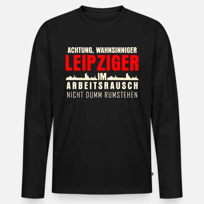 Leipzig Leipziger im Arbeitsrausch - Männer Premium Bio Langarmshirt - Schwarz
