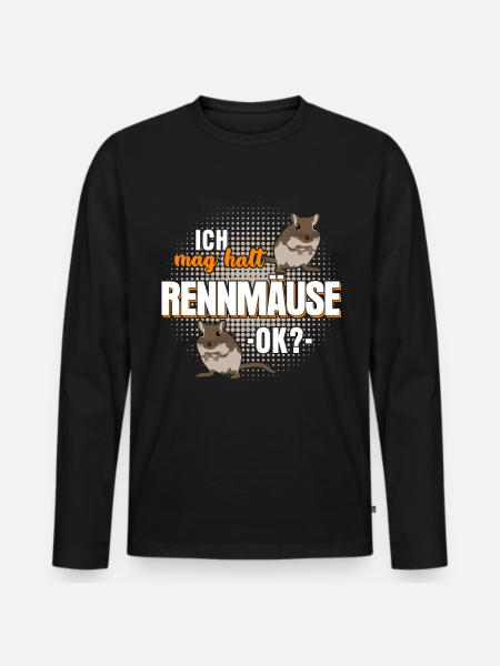Rennmaus Rennmäuse Gerbil Spruch - Männer Premium Bio Langarmshirt - Schwarz