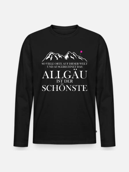 Allgäu Berge Urlaub Spruch - Männer Premium Bio Langarmshirt - Schwarz