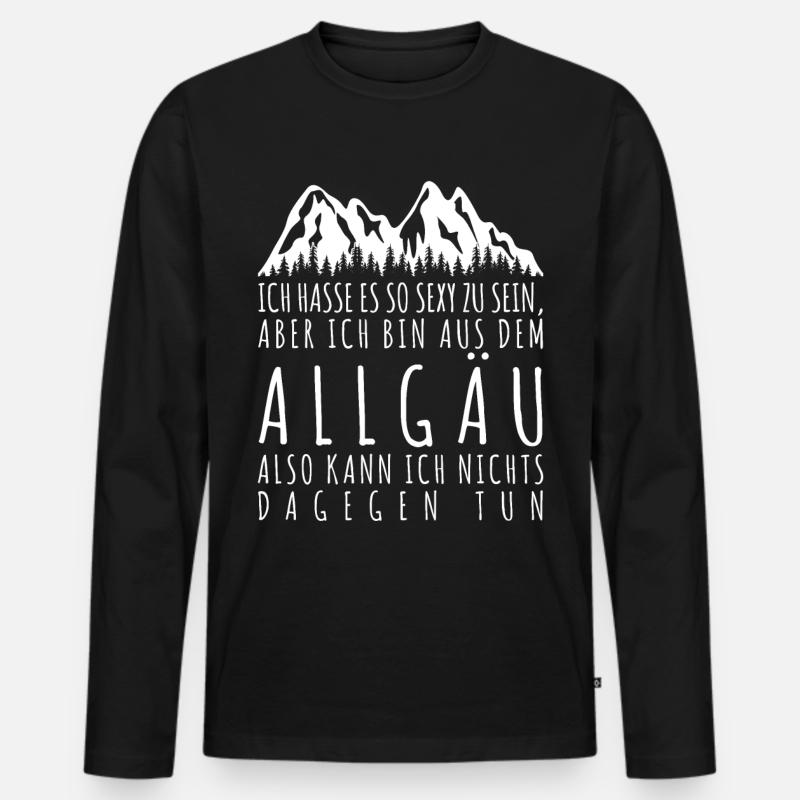 Allgäu Allgäuer Spruch lustig - Männer Premium Bio Langarmshirt - Schwarz