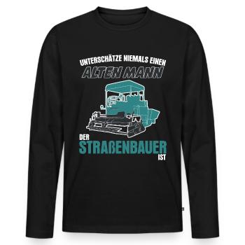 Straßenbauer Spruch - Männer Premium Bio Langarmshirt - Schwarz - Vorne - Nico (187cm)