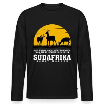 Afrique du Sud Gazelles Coucher de soleil - T-shirt manches longues Premium bio Homme - noir - Devant - Nico (187cm)