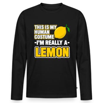 Zitrone Zitronen Kostüm Spruch - Männer Premium Bio Langarmshirt - Schwarz - Vorne - Nico (187cm)