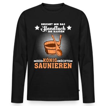 Sauna Handtuch Spruch lustig - Männer Premium Bio Langarmshirt - Schwarz - Vorne - Nico (187cm)