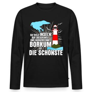 Borkum Insel Spruch - Männer Premium Bio Langarmshirt - Schwarz - Vorne - Nico (187cm)