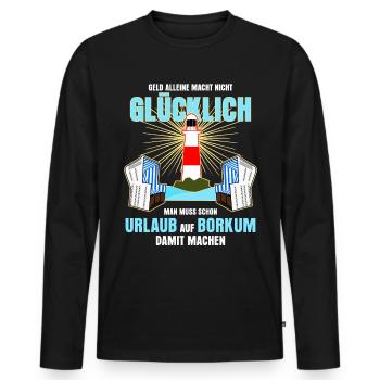 Borkum Insel Urlaub - Männer Premium Bio Langarmshirt - Schwarz - Vorne - Nico (187cm)