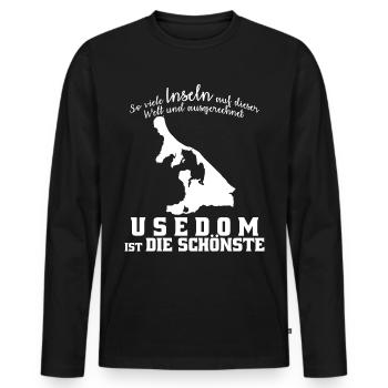 Usedom Insel Spruch - Männer Premium Bio Langarmshirt - Schwarz - Vorne - Nico (187cm)